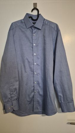 Dunmore Hemd, Blau, Grösse 40 L, Modern Fit, 100% Baumwolle 