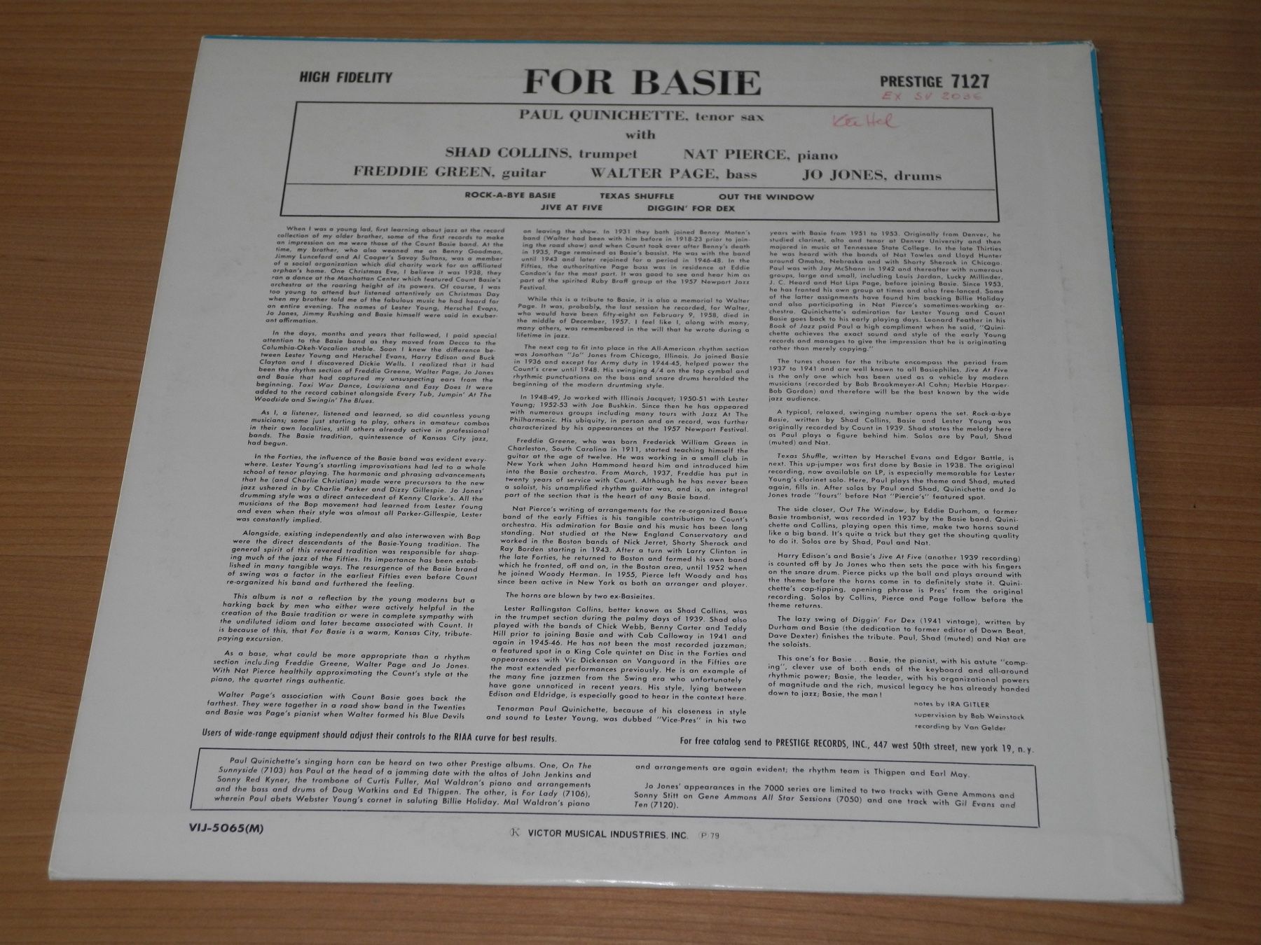 Dischi in vinile: PAUL QUINICHETTE: FOR BASIE - PRESTIGE - JAPAN – Nuovo (secondo la descrizione) da Fahrwangen venduto da Swirl2 1