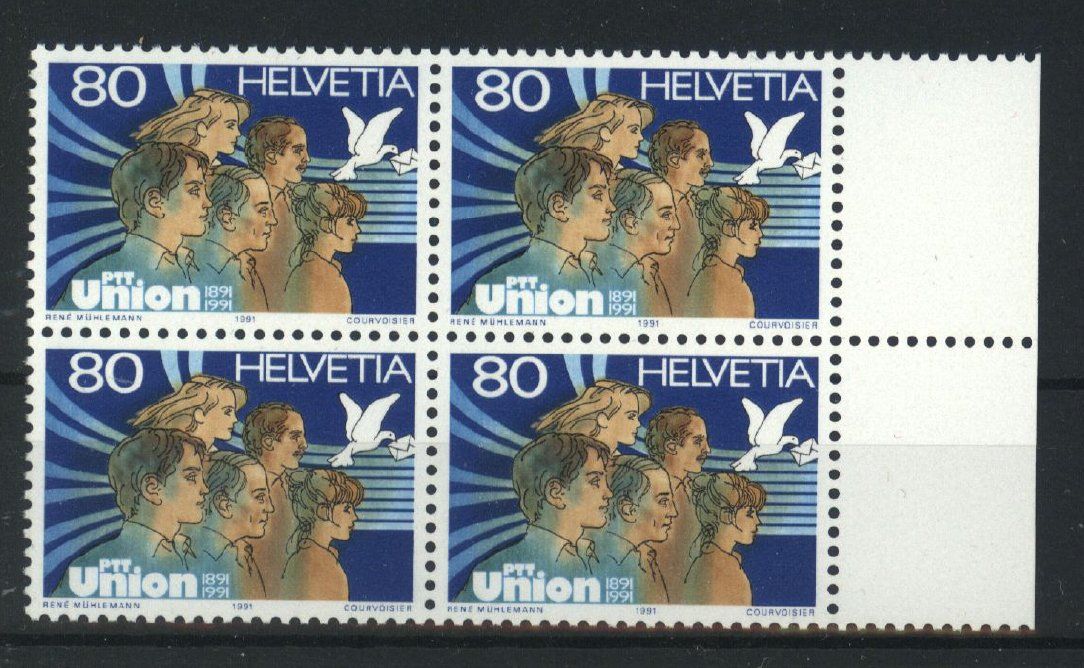 Tutti i francobolli: 1991, Sonderpostmarke IV, Viererblock ** – Nuovo (secondo la descrizione) da Willisau venduto da Vollstempel