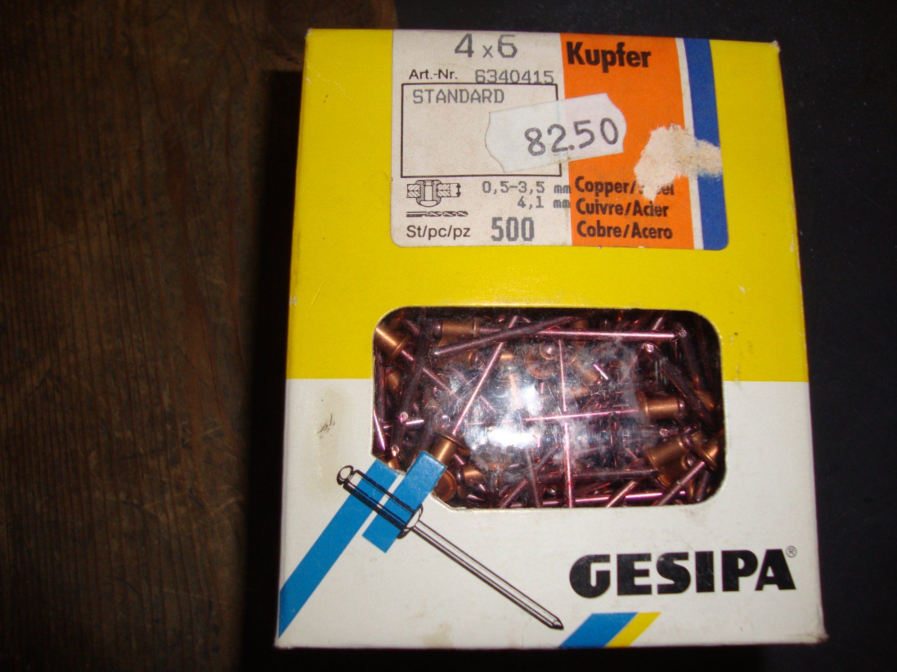 Eisenwaren: 500 Blindnieten 4x6 Kupfer GESIPA – Neu und originalverpackt aus Stetten AG von TheKu8248