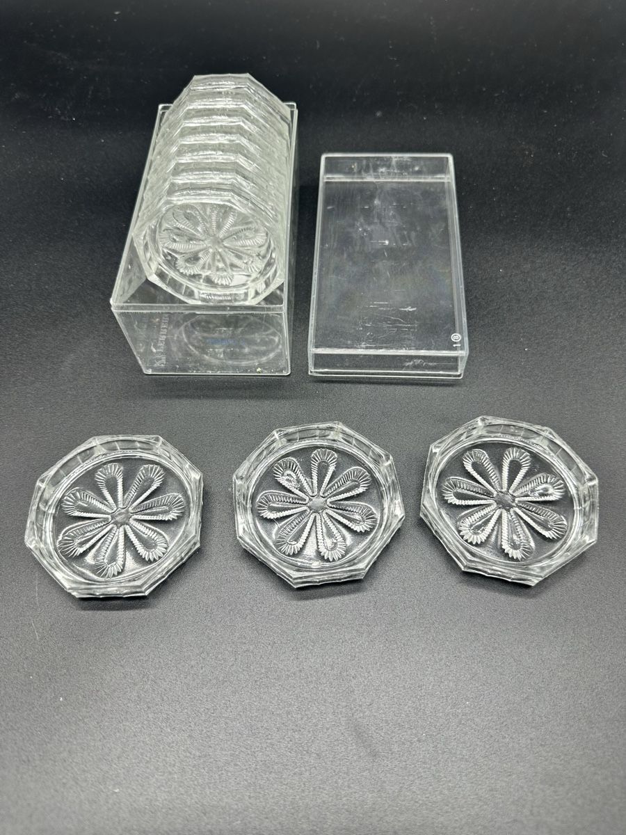 Sottobicchieri: Vintage Crystal Coasters Set with Box – Usato da Villmergen venduto da JacRon
