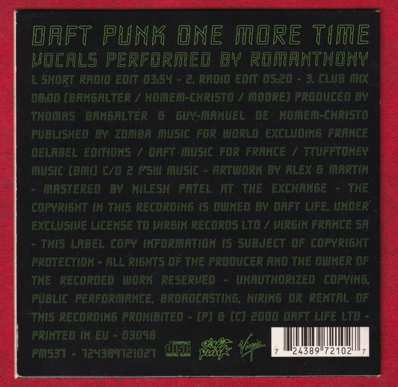 CDs: Daft Punk - One More Time (CD-Single) – Gebraucht aus Zürich von Pfluftl2000 1