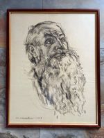 Charles L'EPLATTENIER. Autoportrait? Fusain original. 1937