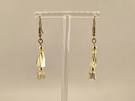 Ohrringe Ohrhänger mit Glasperlen und Würfel Gold/Gelb
