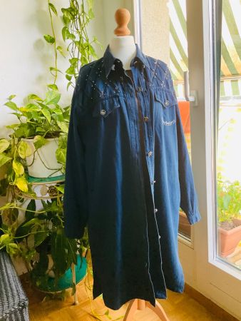 Chemise longue jean du designer italien Bianca Maria Caselli