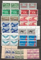 Lot postfrische Viererblocks (Flugpost/Flugzeuge)  **