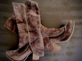 Superbes santiags vintage en cuir marron taille 38
