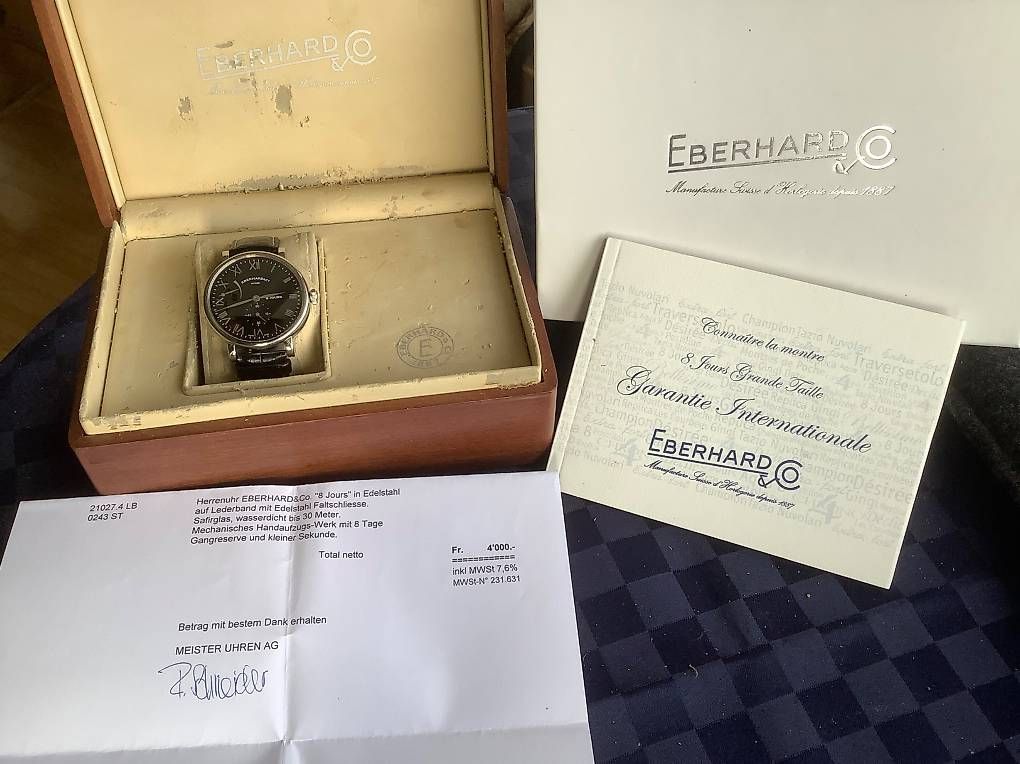 Eberhard & Co. Orologi: Eberhard 8 jours, grand taille. Full set. – Usato da Männedorf venduto da clemenco 1