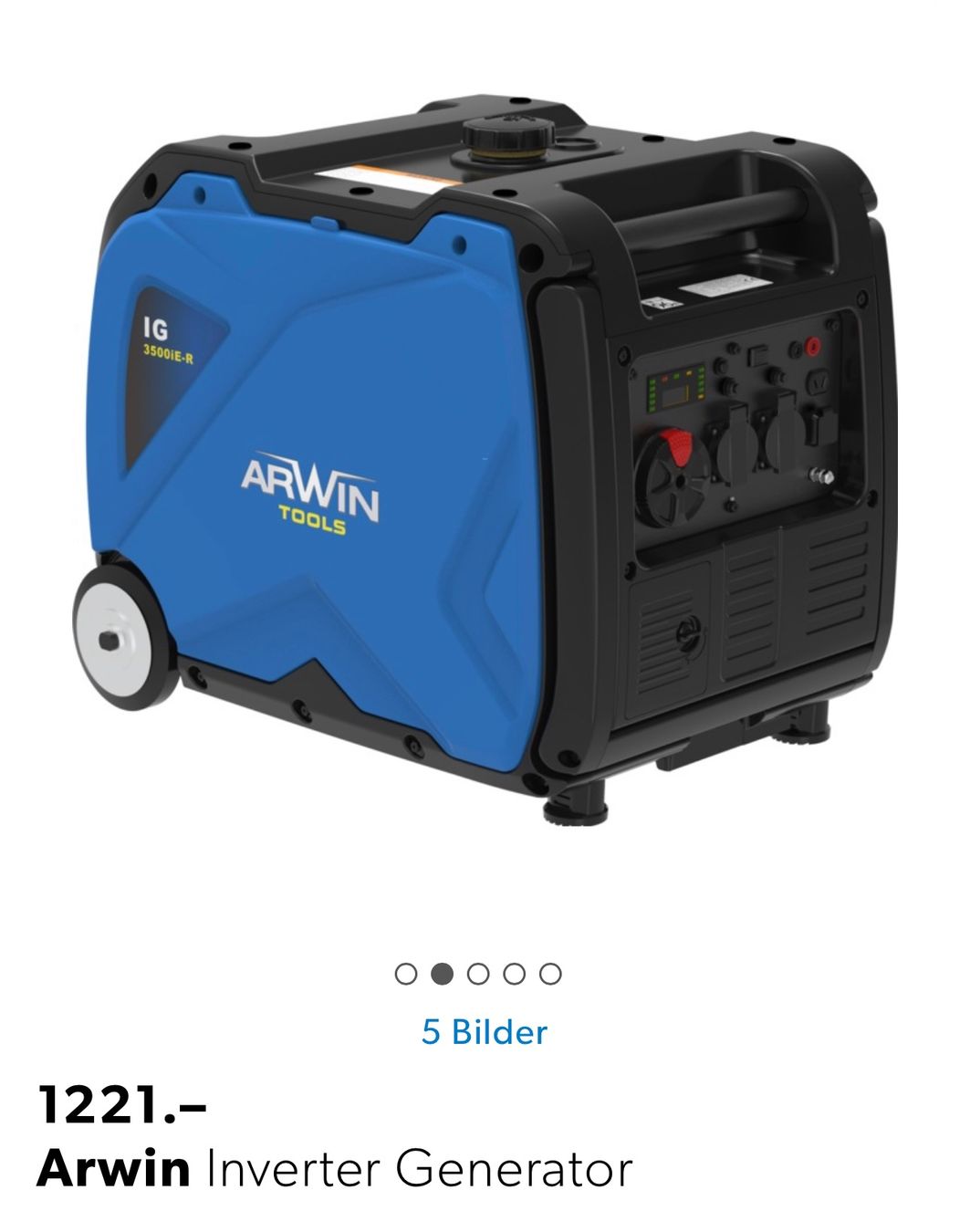 Generatori di corrente: neuer leiser Strom-Generator ARWIN IG3500i-E statt 1221.- – Nuovo e nell'imballaggio originale da Necker venduto da liq24 3