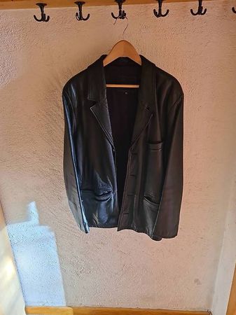 Veste en cuir noir Homme, XL
