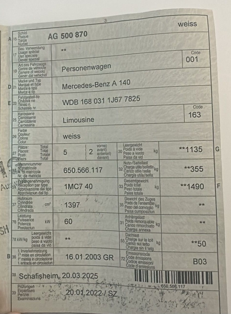 Autos: Mercedes-Benz A 140 – D'occasion à Zofingen par muk_8crd 6