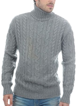 Balldiri 100% Kaschmir Rollkragenpullover Herren Zopf 10 fäd