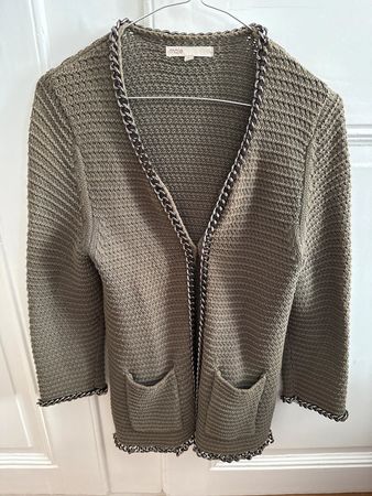 Cardigan Maje kaki avec chaîne, Taille S - Parfait pour l'ét