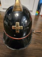 Vintage Swiss Firefighter Helmet with Crest
