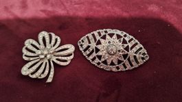 2 Vintage ,Modeschmuck -Broschen , es fehlen Steinchen