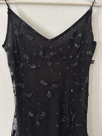 20er Vintage Pop Line Cocktail-/ Paillettenkleid, schwarz