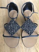 Sandaletten mit Perlen Gr. 35 aus Leder NEU