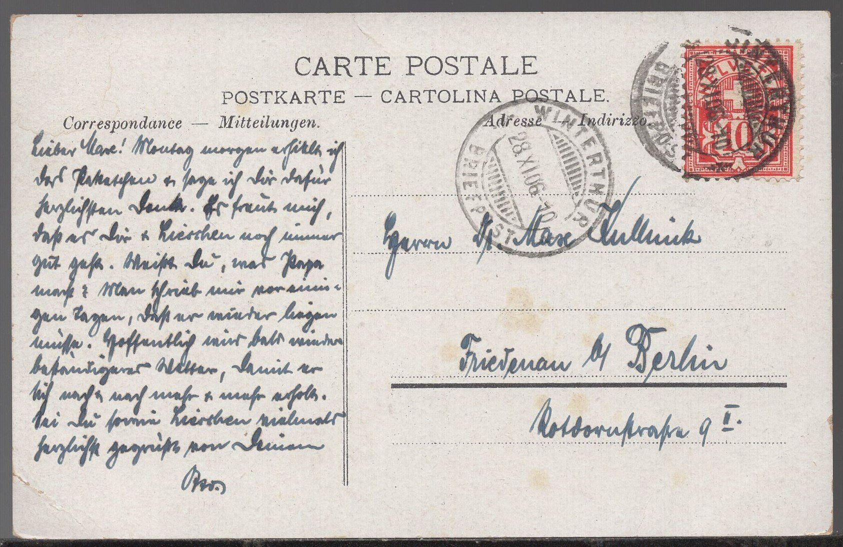 Cartoline postali: Winterthur  Bahnhofplatz  1906 – Usato da Aarau venduto da kufi44 1