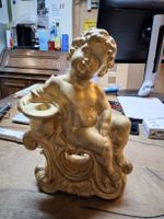 Kerzenhalter Putto goldfarben Keramik gebraucht Zustand (M)
