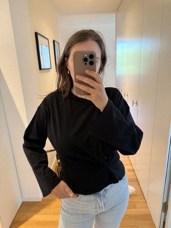 Damen langarm T-shirt Schwarz Grösse S