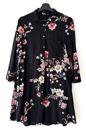 STRADIVARIUS | Blusenkleid S/XS | Tunika Minikleid Blumen