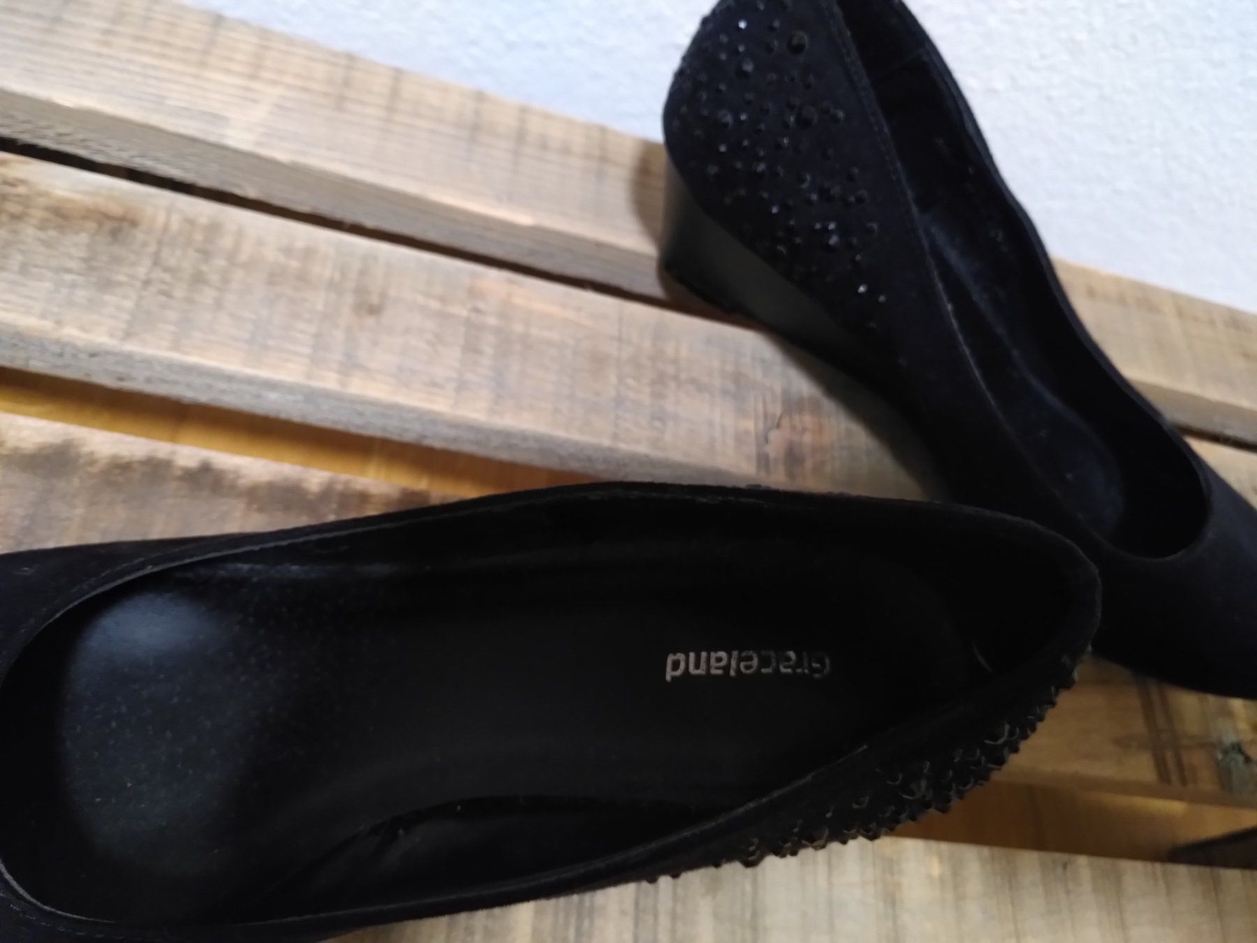 Graceland Damenschuhe: Schwarze elegante Graceland Keilschuhe mit Strass – Gebraucht aus Kriens von Wolly85 4