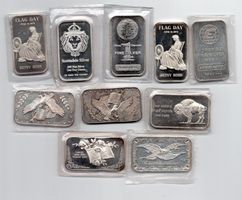 (1201) USA, 10 x 1 Unze Silberbarren, Motive