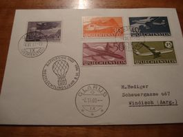 Liechtenstein, Ballonpostbrief 1960, mit Satz Flugpost, gela