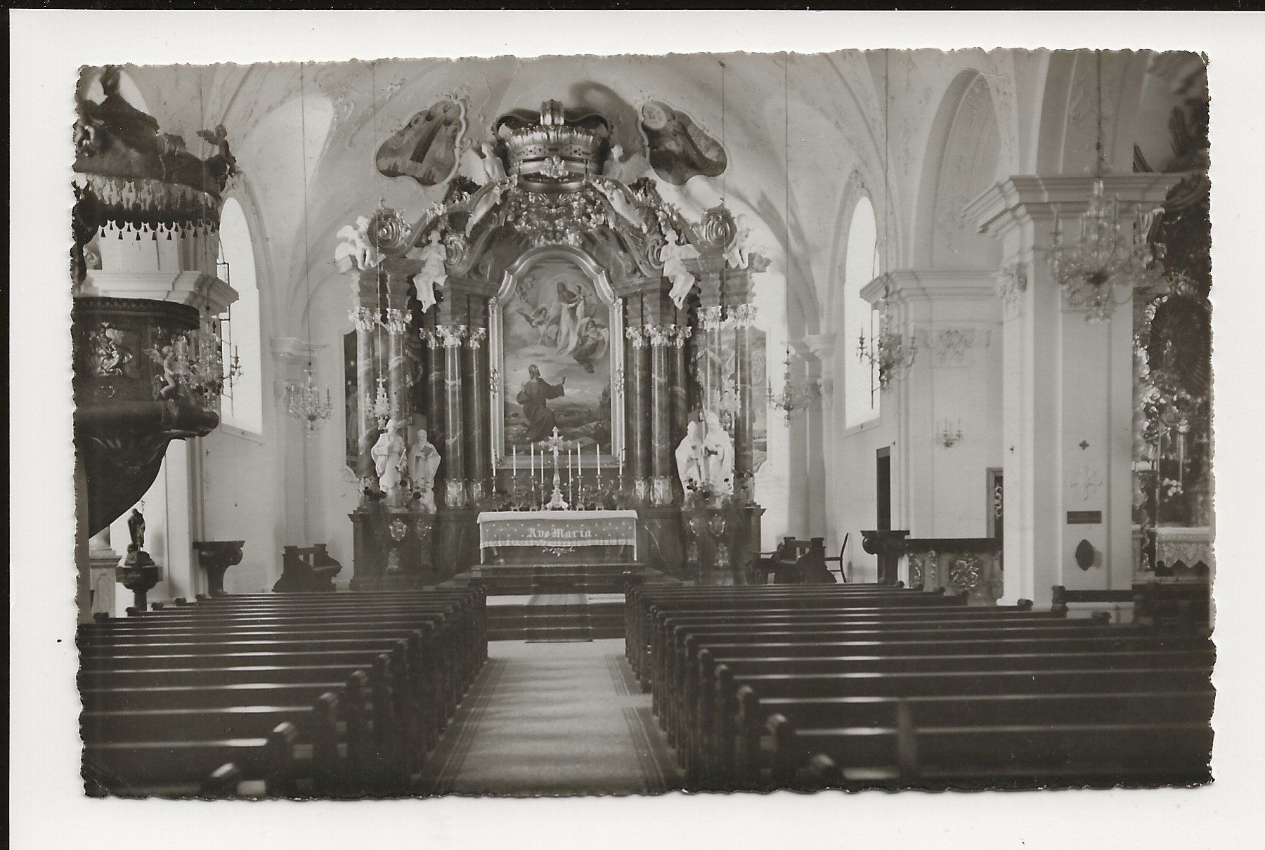 Cartoline postali: AK 1946 Wallfahrtskirche Melchtal Innenansicht – Usato da Greifensee venduto da 315WDO