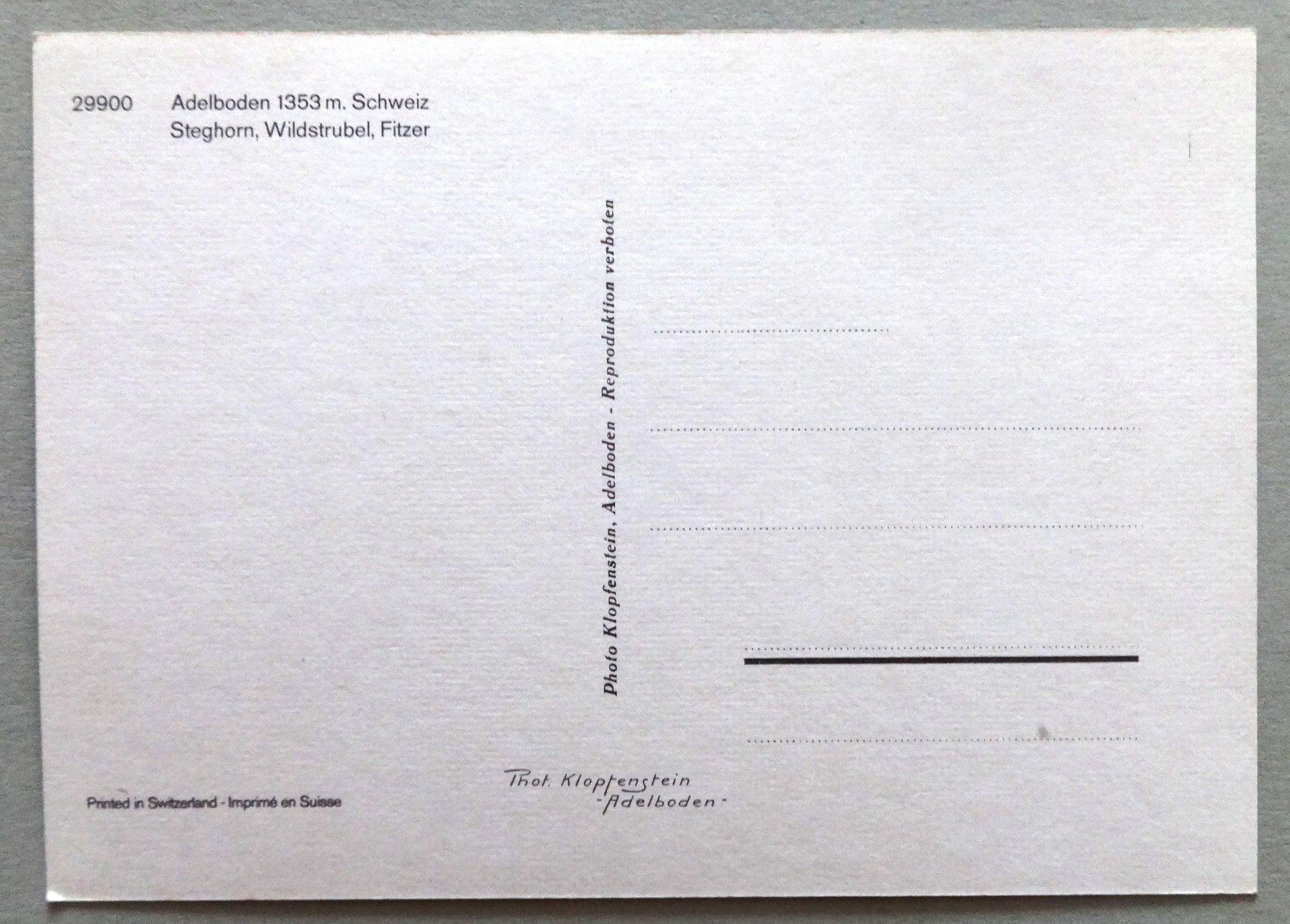 Cartoline postali: Adelboden 1353 m – Usato da Fétigny venduto da Billy2miny 1