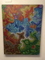 Acrylbild abstrakt Punkttechnik farbig Grossformat guter Zus