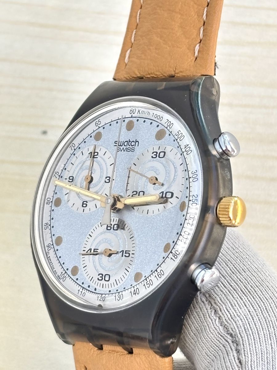 Swatch Orologi: Swatch Chrono Uhr schwarz hellbraun mit Box  – Usato da Grenchen venduto da chththl 6
