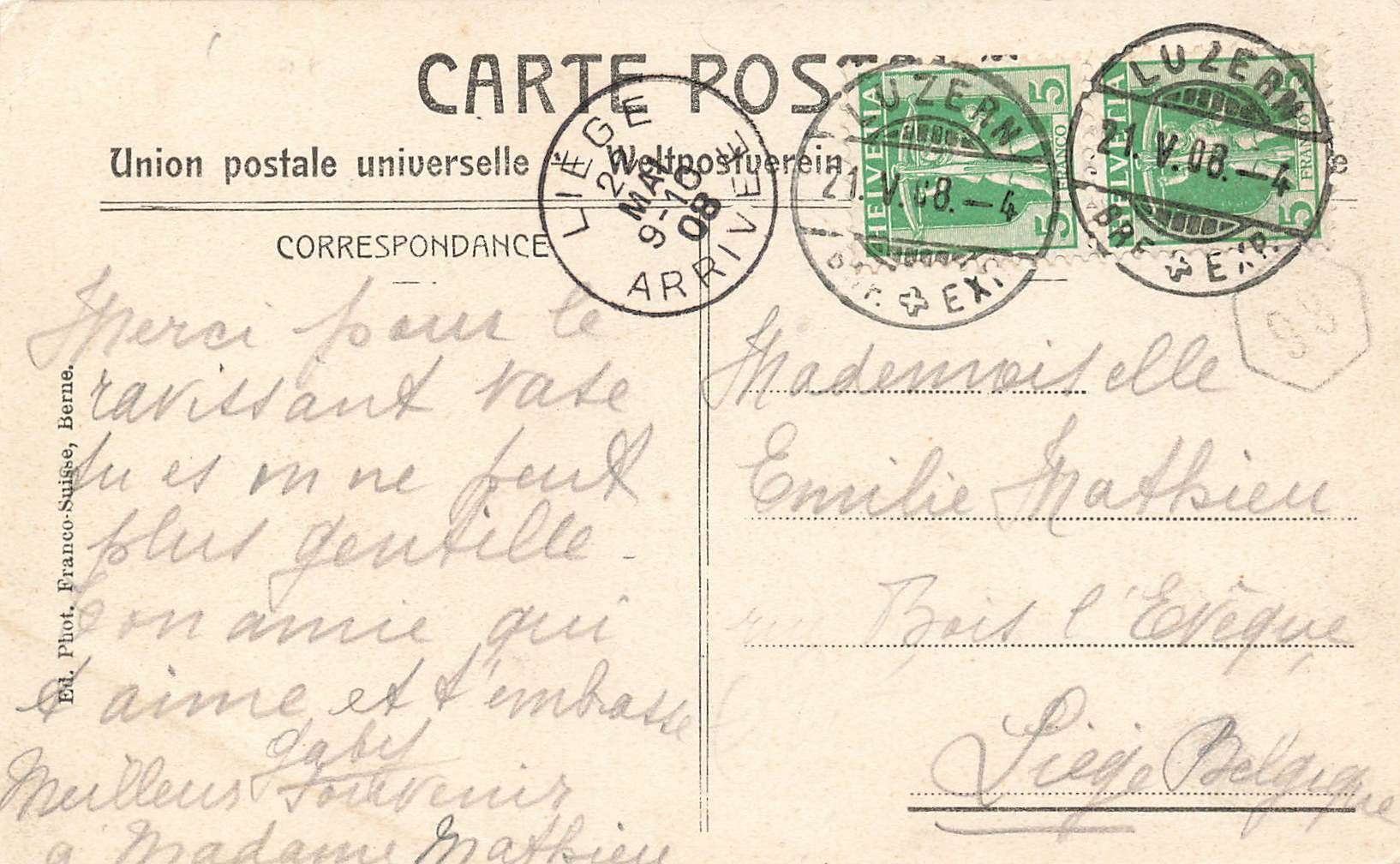 Cartoline postali: Luzern nationalquai – Usato da Biasca venduto da Blenio71 1