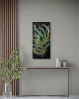 Acrylbild auf Leinwand abstrakt grün gold schwarz neu