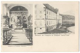 Souvenir de l'Hospice du SIMPLON: 2-Bild-AK ~1900