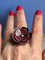 Fingerring rote Blume emailliert (59)