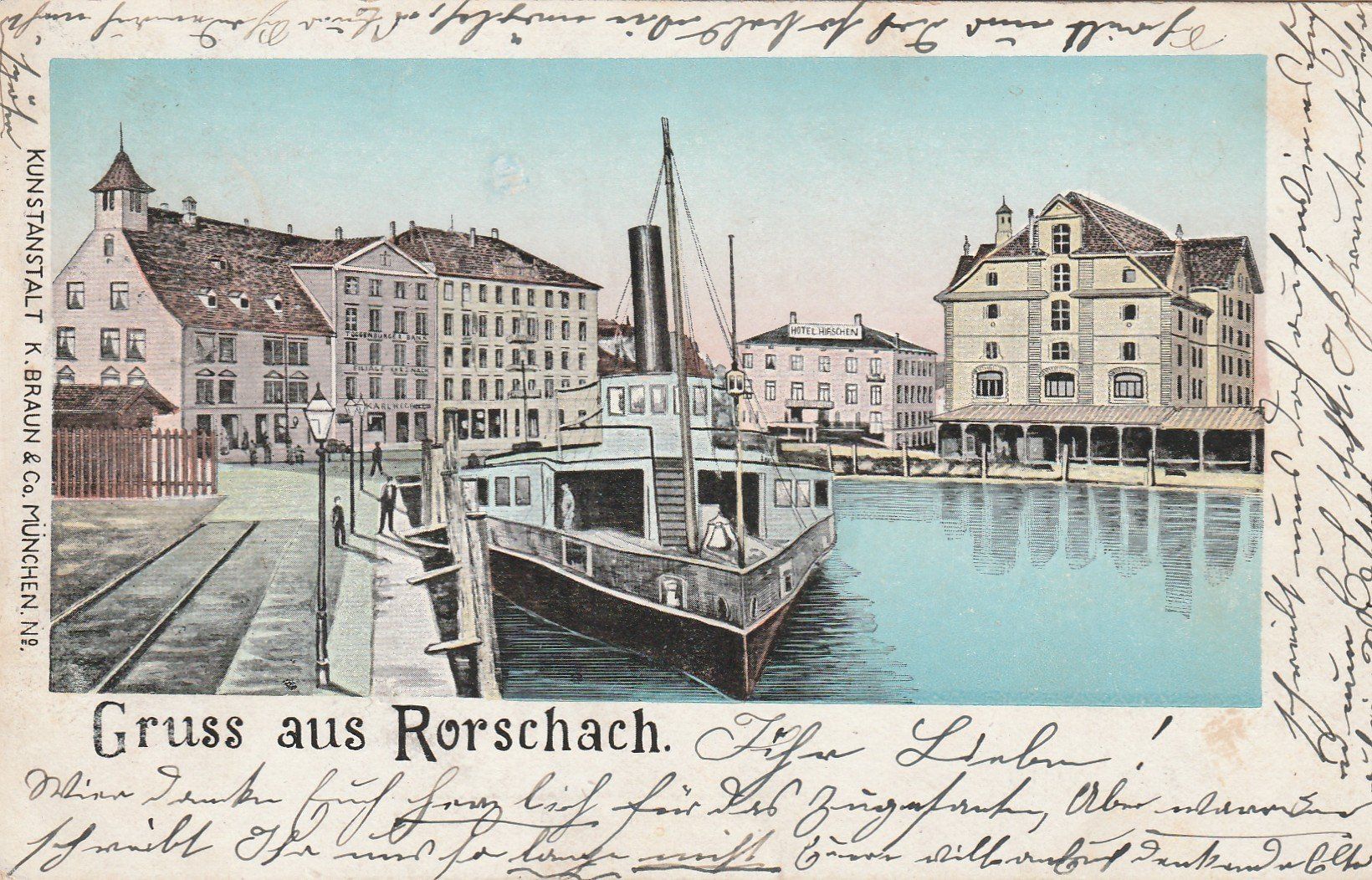 Cartoline postali: Rorschach Hafen mit Dampfschiff – Usato da Rorschacherberg venduto da fratovi2