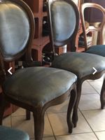 Stühle Medaillon Holz blau gepolstert