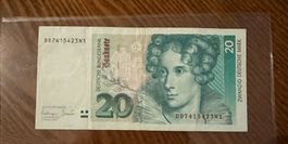 Banconota 20 Deutsche Mark 1990 – Annette von Droste-Hülshof