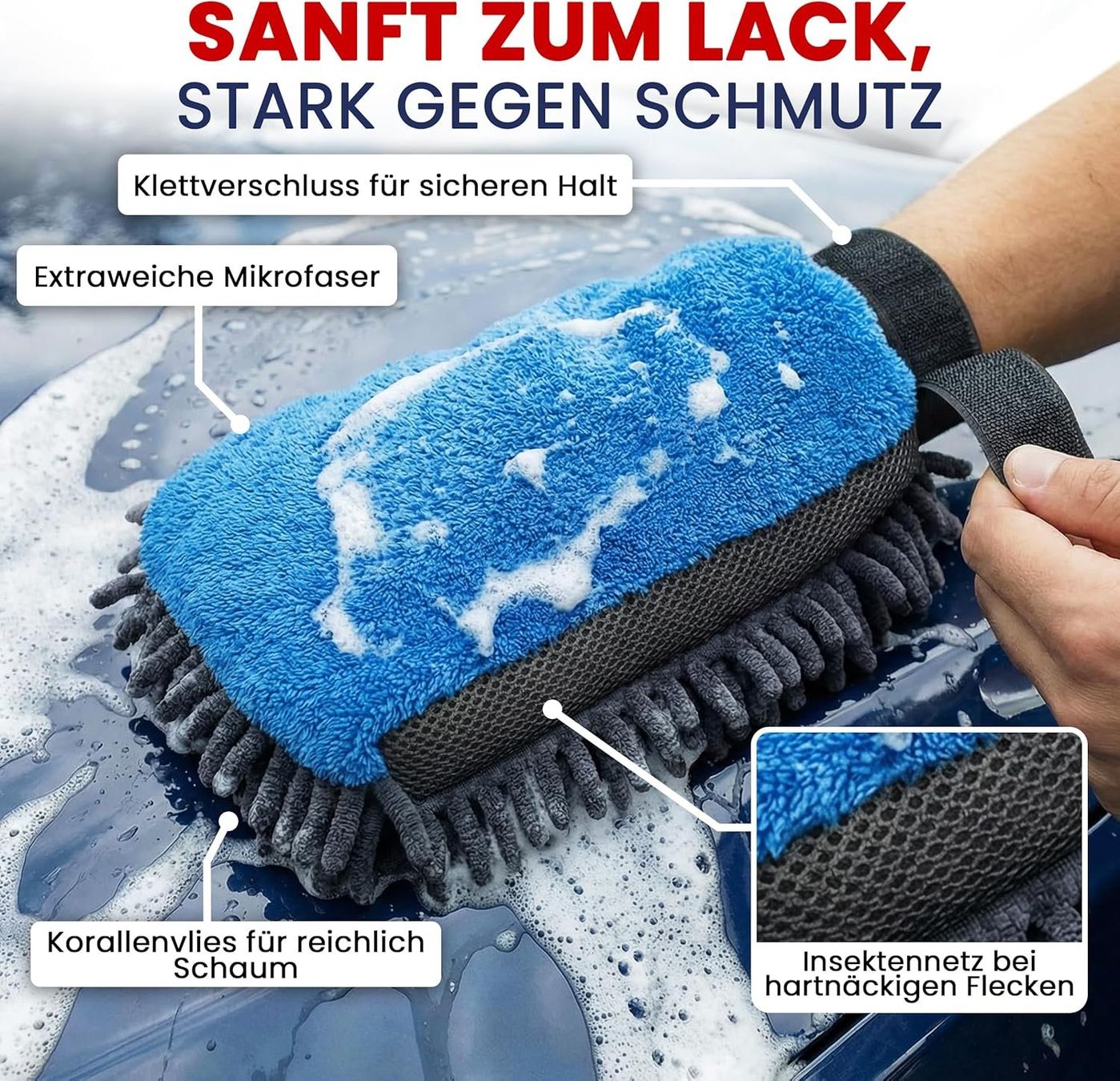 Prodotti per la cura: Auto Waschhandschuh 3in1 Mikrofaser Kratzfrei – Nuovo e nell'imballaggio originale da Suhr venduto da SchnapperCH 2