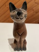 Chat souriant en bois sculpté 17cm 😺