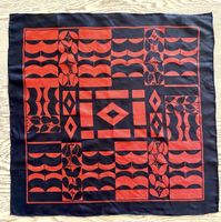 Vintage Seidenschal Foulard Halstuch Rot Schwarz 52x53cm