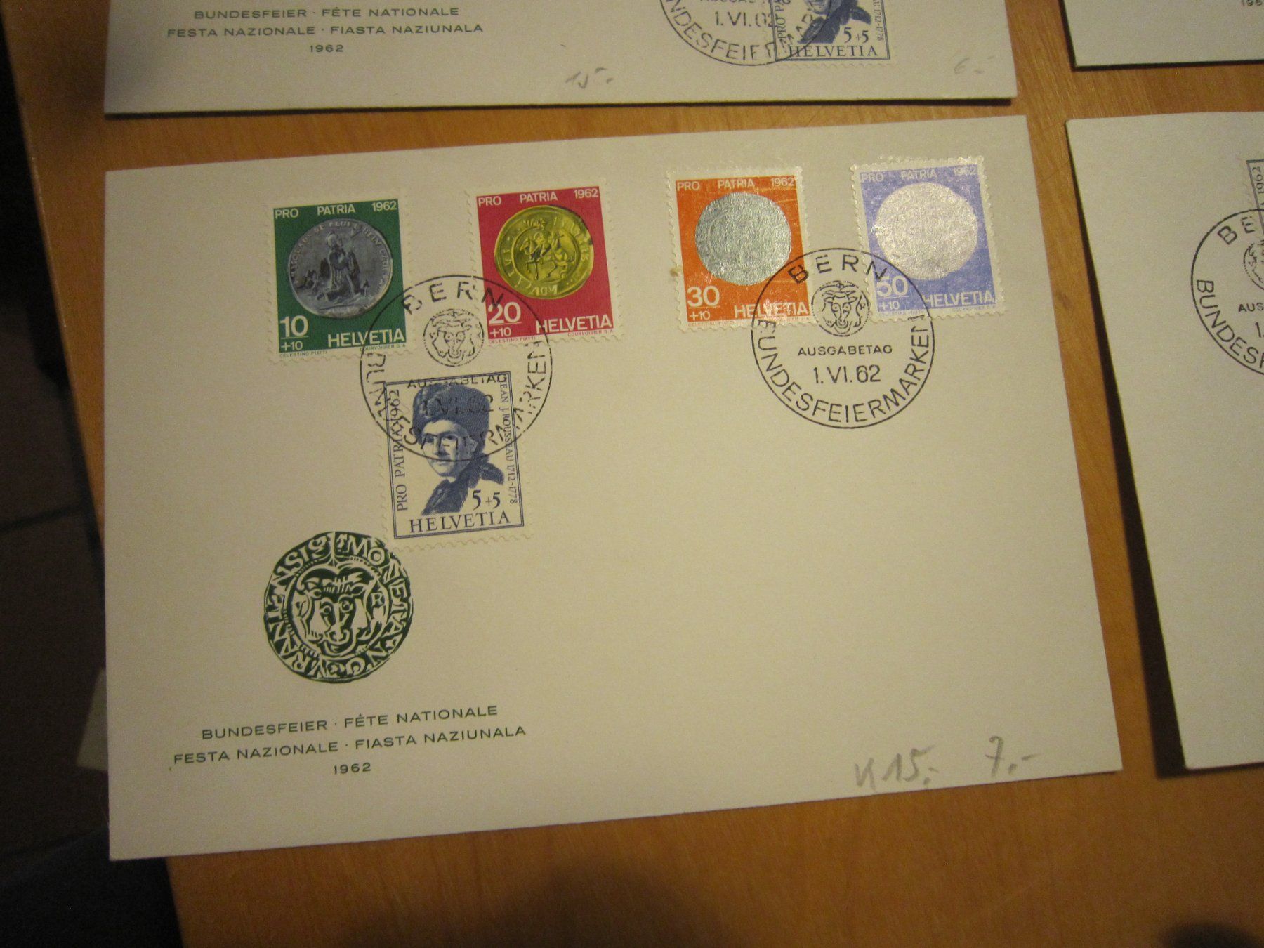 Tutti i francobolli: PP 1962 FDC 4 verschiedene einmal mit AK Stempel – Usato da Gordola venduto da Polentaefung 2