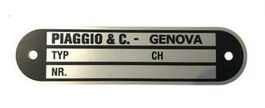 AKTION Piaggio Ciao Original Typenschild Rahmenplakette