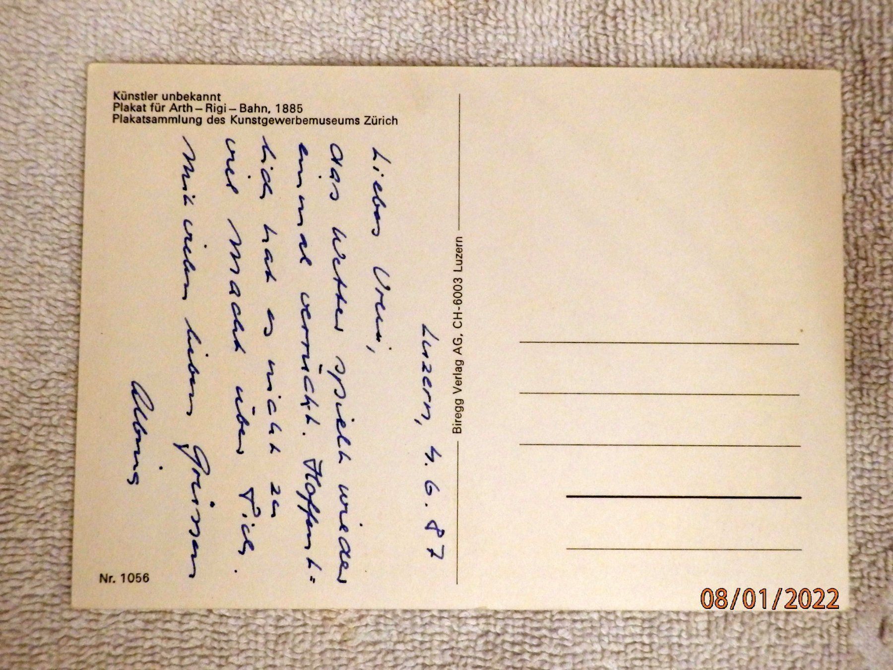 Cartoline postali: Künstlerlitho, Arth-Rigi-Bahn, 1885 – Usato da Ueberstorf venduto da dinbau 4
