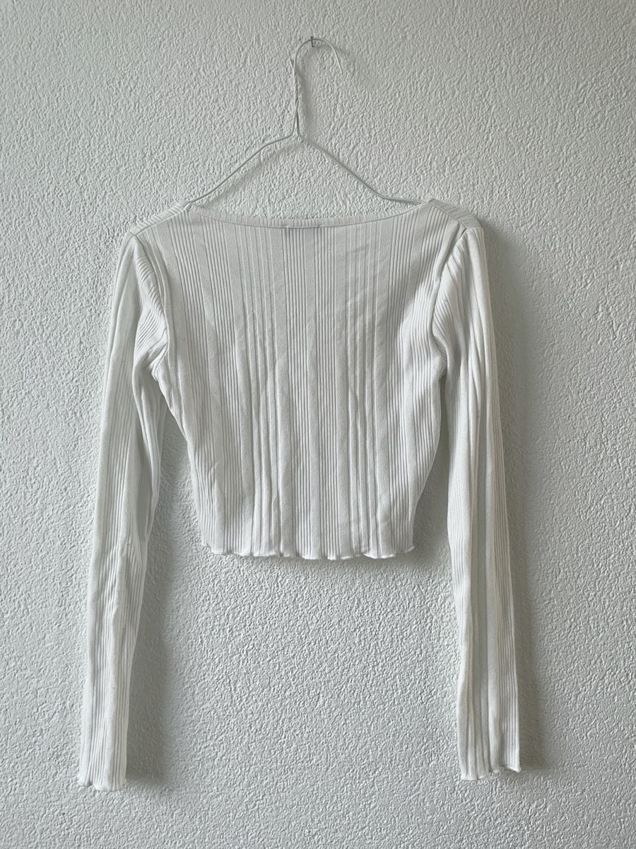 Tally Weijl Top: Weisses herziges Langarm Shirt Gr. XS – Usato da Uster venduto da emm_px8k 1
