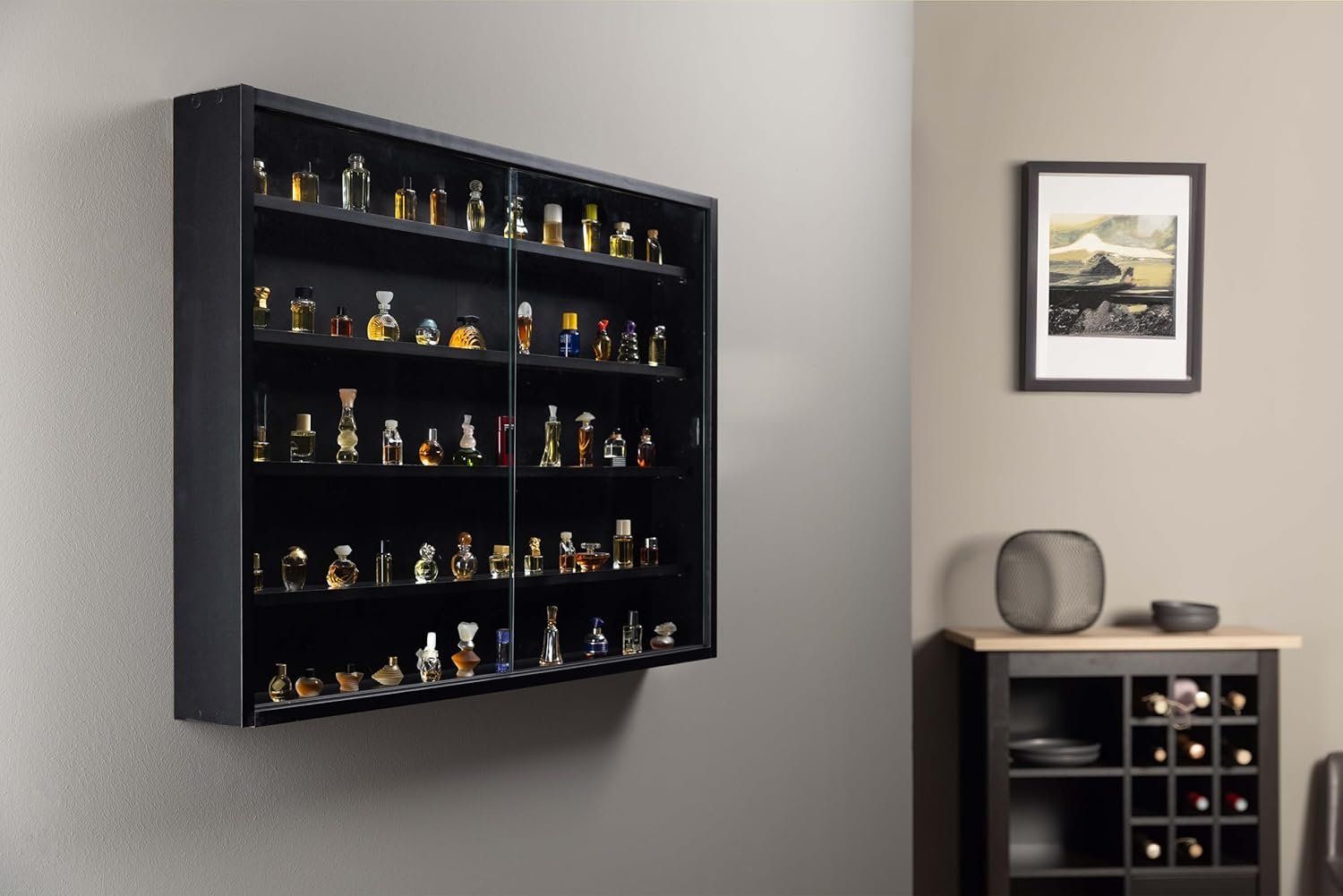 Vetrine: Sammlervitrine, Hängevitrine, Wandregal, Glasvitrine - Black – Nuovo e nell'imballaggio originale da Fislisbach venduto da IboTrade