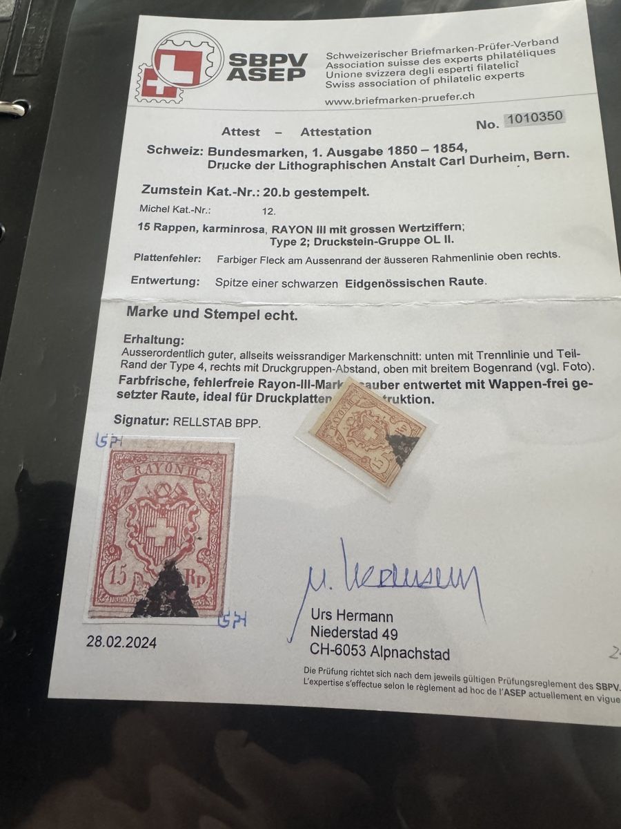 Tutti i francobolli: Toller Rayon .  – Usato da Uster venduto da Briefmarken