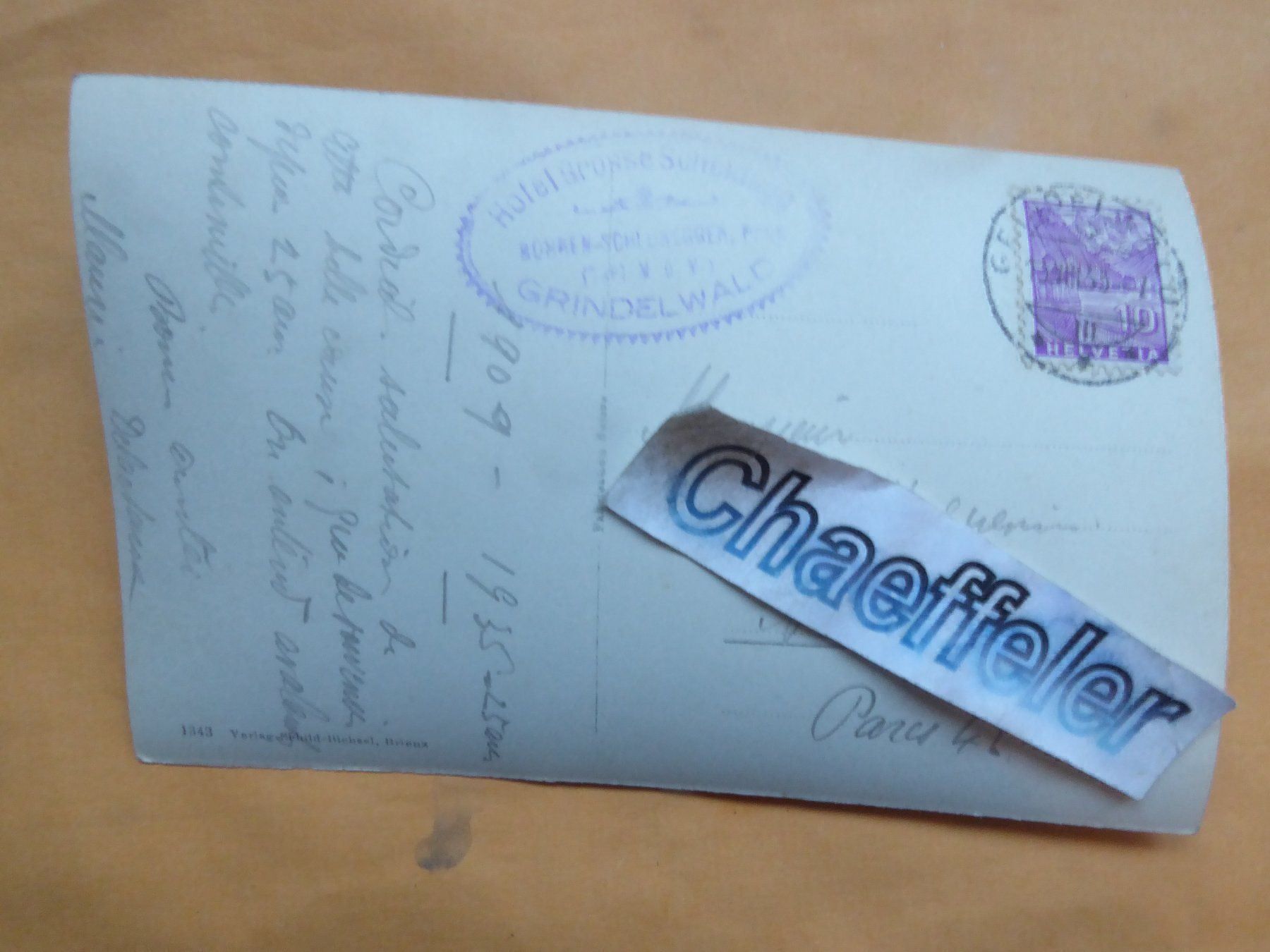 Cartoline postali: 1935 Grosse Scheidegg, Wellhorn – Usato da Zürich venduto da Chaeffeler 1