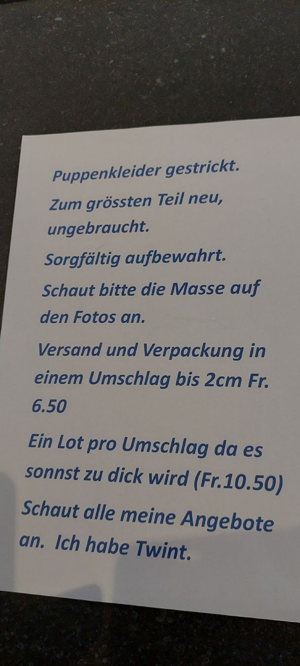 Puppen: Puppenkleidli   – Neu (gemäss Beschreibung) aus Muri AG von nindo1 2